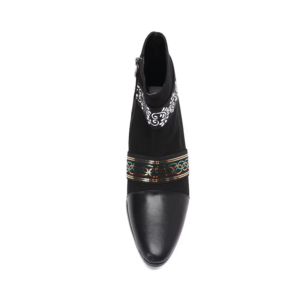 LuxeLeather Exotic Texture Dress Boots